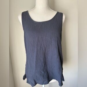 Cable & Gauge Navy Blue Cotton Tank Top Scoop Neck Medium